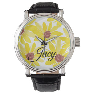 Sonnenblumen Aquarell Blumen Namen Muttertag Armbanduhr