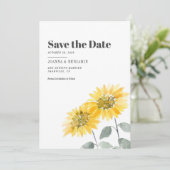 Sonnenblumen-Aquarell-Blumenhochzeit Save The Date (Stehend Vorderseite)
