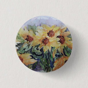 Sonnenblumen Aquarell Button