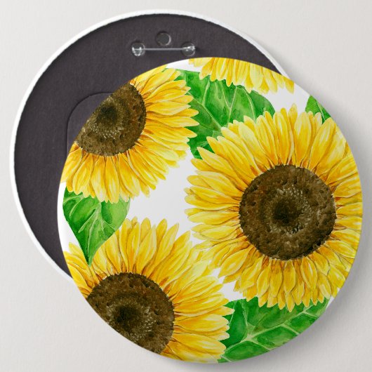 Sonnenblumen Aquarell Button (Vorne & Hinten)