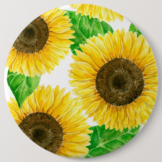 Sonnenblumen Aquarell Button (Vorderseite)