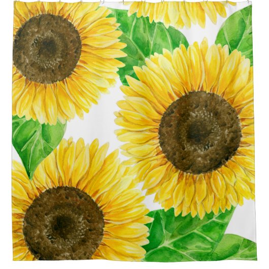 Sonnenblumen Aquarell Duschvorhang (Vorderseite)