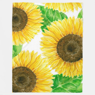 Sonnenblumen Aquarell Fleecedecke