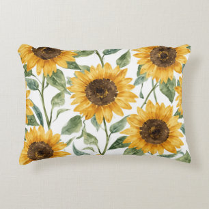 Sonnenblumen Aquarell Floral Gelbe Malerei Dekokissen