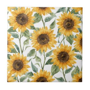 Sonnenblumen Aquarell Floral Gelbe Malerei Fliese