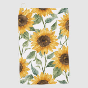 Sonnenblumen Aquarell Floral Gelbe Malerei Golfhandtuch