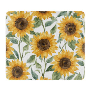 Sonnenblumen Aquarell Floral Gelbe Malerei Schneidebrett