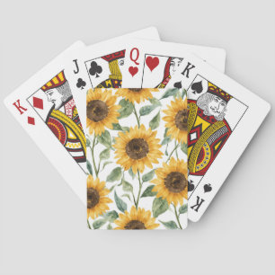 Sonnenblumen Aquarell Floral Gelbe Malerei Spielkarten