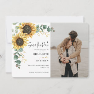 Sonnenblumen-Aquarell-Foto-Hochzeit Save The Date