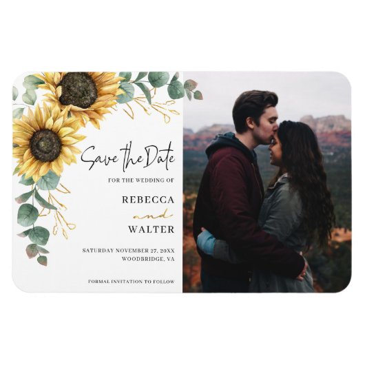 Sonnenblumen-Aquarell-Foto Save the Date Magnet (Horizontal)
