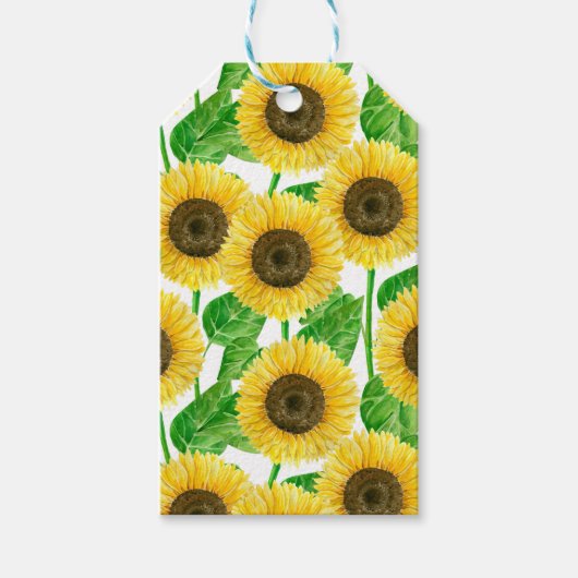Sonnenblumen Aquarell Geschenkanhänger (Vorderseite)