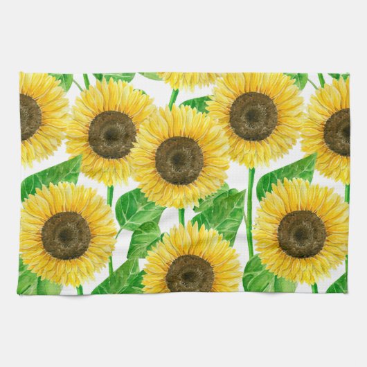 Sonnenblumen Aquarell Geschirrtuch (Horizontal)