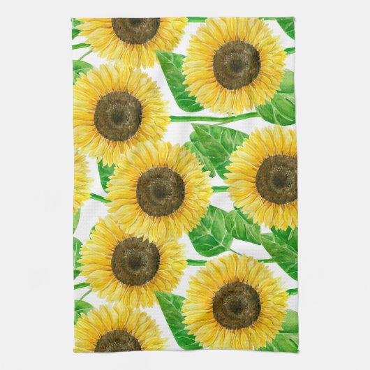 Sonnenblumen Aquarell Geschirrtuch (Vertikal)