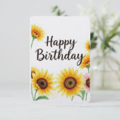 Sonnenblumen Aquarell Happy Birthday Card Dankeskarte (Stehend Vorderseite)