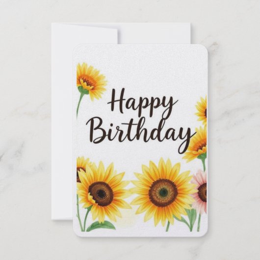 Sonnenblumen Aquarell Happy Birthday Card Dankeskarte (Vorderseite)