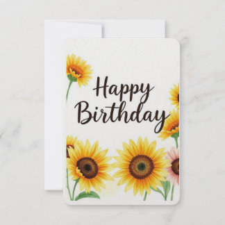 Sonnenblumen Aquarell Happy Birthday Card Dankeskarte