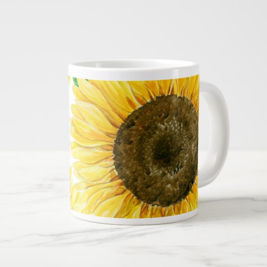 Sonnenblumen Aquarell Jumbo-Tasse (Vorderseite Rechts)