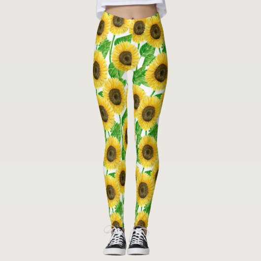 Sonnenblumen Aquarell Leggings (Vorderseite)