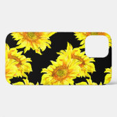 Sonnenblumen Aquarell Nahtloses schwarzes Muster Case-Mate iPhone Hülle (Rückseite (Horizontal))