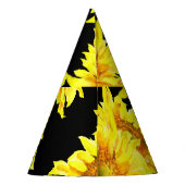 Sonnenblumen Aquarell Nahtloses schwarzes Muster Partyhütchen (Rückseite)