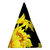 Sonnenblumen Aquarell Nahtloses schwarzes Muster Partyhütchen (Rechts)