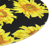 Sonnenblumen Aquarell Nahtloses schwarzes Muster Schneidebrett (Ecke)