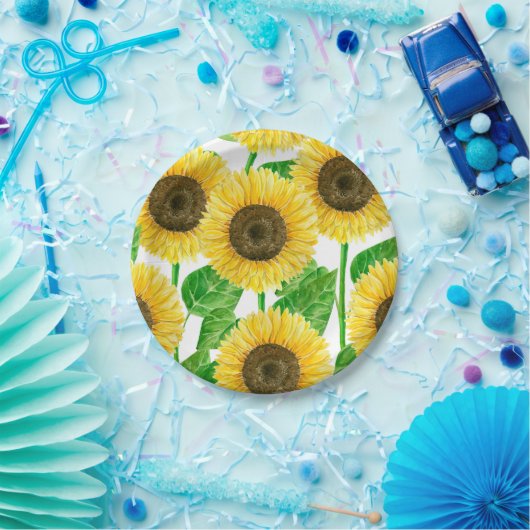 Sonnenblumen Aquarell Pappteller (Party)