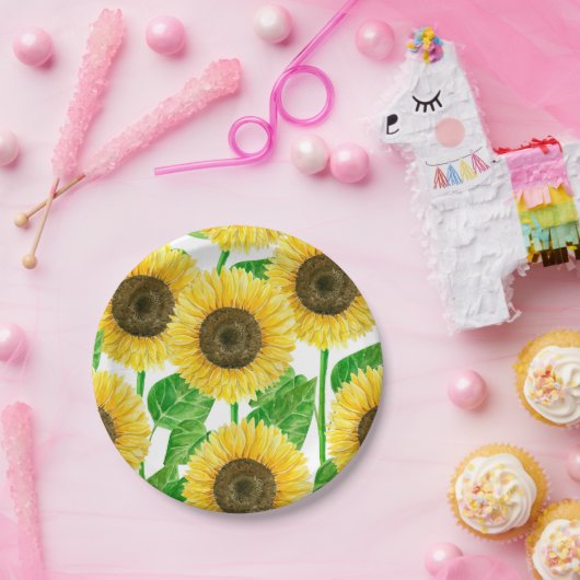 Sonnenblumen Aquarell Pappteller (Party)
