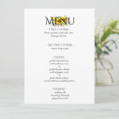 Sonnenblumen Aquarell rustikales Hochzeitsmenü Feiertagskarte (Stehend Vorderseite)