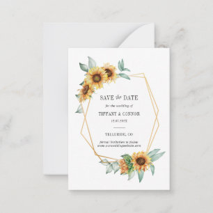 Sonnenblumen-Aquarell Save-the-Date-Karte Mitteilungskarte