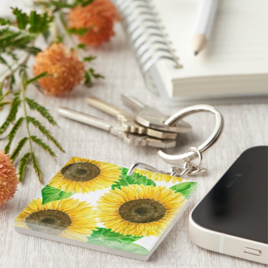 Sonnenblumen Aquarell Schlüsselanhänger (Vorderseite rechts)