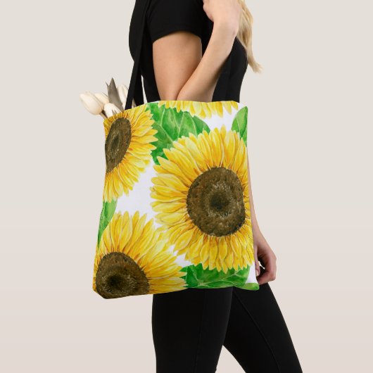 Sonnenblumen Aquarell Tasche (Von Nahem)