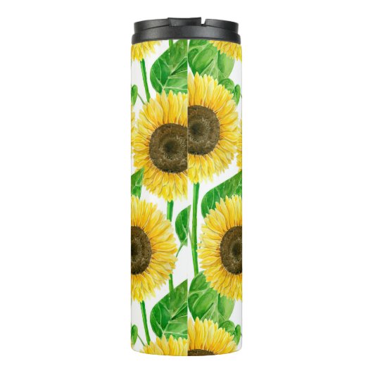 Sonnenblumen Aquarell Thermosbecher (Rückseite)