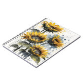 Sonnenblumen - Aquarellblumen Notizblock (Linke Seite)