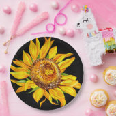 Sonnenblumen Aquarellfarben Blume Gelb Schwarz Pappteller (Party)