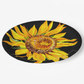 Sonnenblumen Aquarellfarben Blume Gelb Schwarz Pappteller (Schrägansicht)