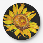 Sonnenblumen Aquarellfarben Blume Gelb Schwarz Pappteller (Vorderseite)