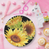 Sonnenblumen Aquarellfarben Blume Gelbes Schwarzes Pappteller (Party)
