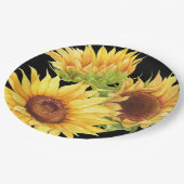 Sonnenblumen Aquarellfarben Blume Gelbes Schwarzes Pappteller (Schrägansicht)