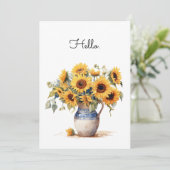 Sonnenblumen Aquarellfarben-Illustration Flat Karte (Stehend Vorderseite)