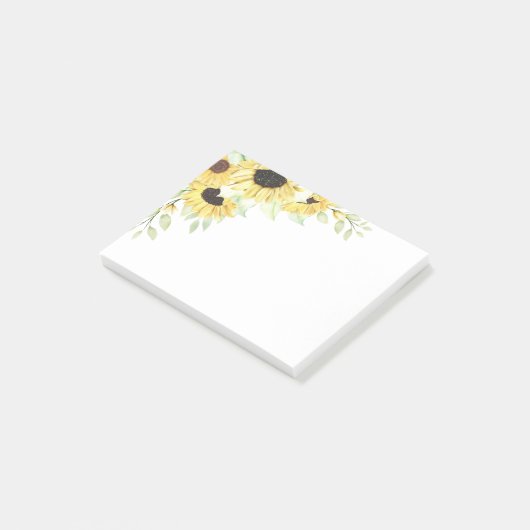 Sonnenblumen Aquarellfarbene Blume Gelbe Blume Post-it Klebezettel (angewinkelt)