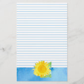Sonnenblumen Aquarellmalerei Blau Linde Briefpapier (Vorderseite)