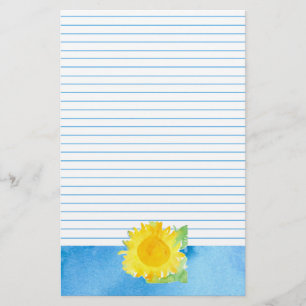 Sonnenblumen Aquarellmalerei Blau Linde Briefpapier