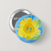 Sonnenblumen Aquarellmalerei Joyful Blue Button (Vorne & Hinten)