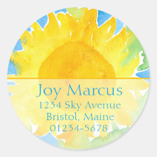 Sonnenblumen Aquarellmalerei Rücksendeadresse Runder Aufkleber