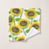Sonnenblumen Aquarellmuster Badhandtuch Set (Waschlappen)