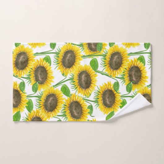 Sonnenblumen Aquarellmuster Badhandtuch Set (Handtuch)