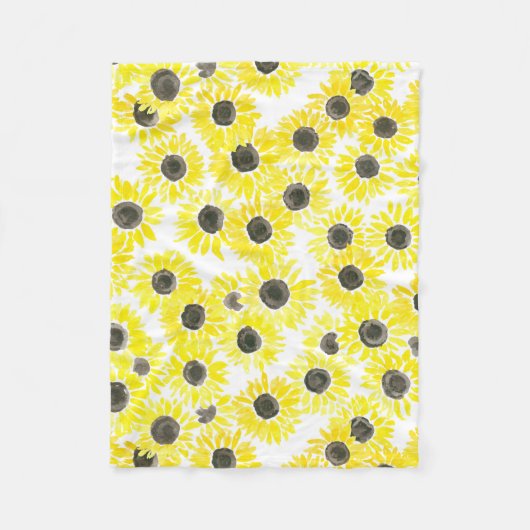Sonnenblumen Aquarellmuster Fleecedecke (Vorderseite)