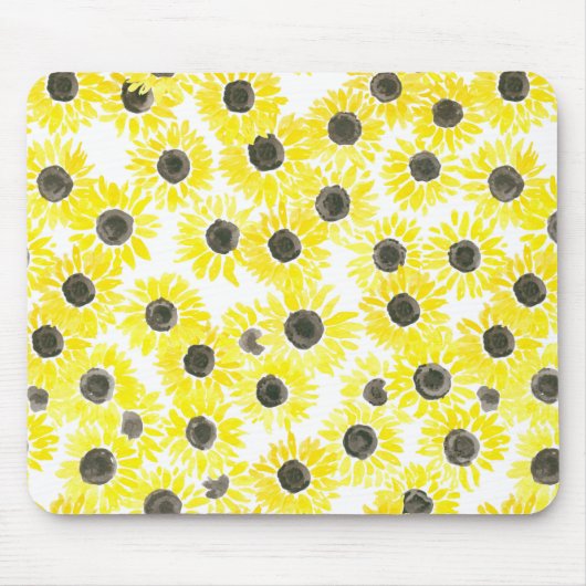 Sonnenblumen Aquarellmuster Mousepad (Vorne)