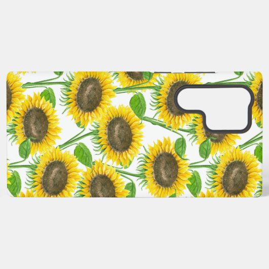 Sonnenblumen Aquarellmuster Samsung Galaxy Hülle (Rückseite (Horizontal))